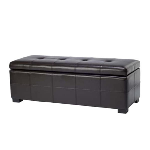 Safavieh Large Brown Maiden Tufted Leather Storage Bench HUD8229A - main
